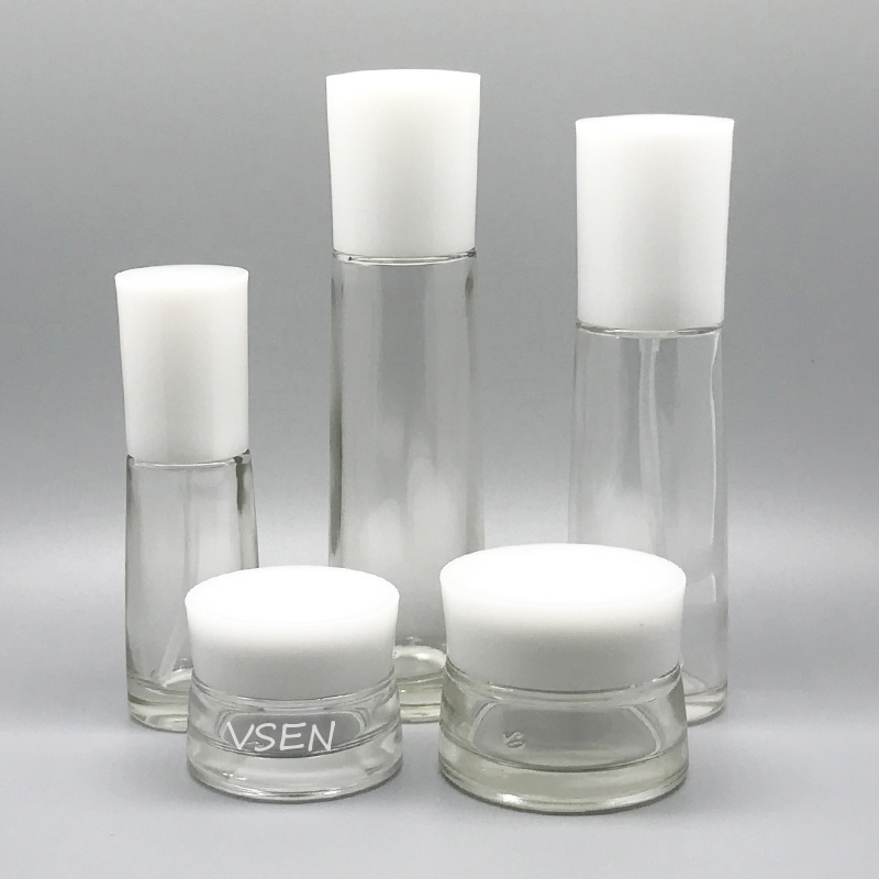 白色黑珍珠化妆品包装瓶 化妆品玻璃瓶套装  面(图3)